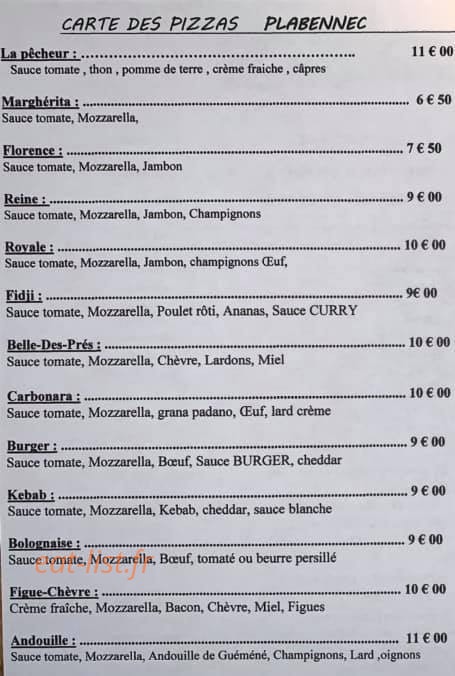 Casa Pizzas — carte page 1