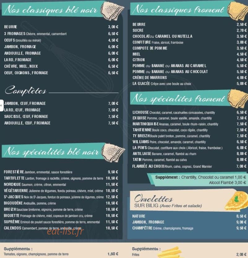 Crêperie Ty Breizh — carte page 2