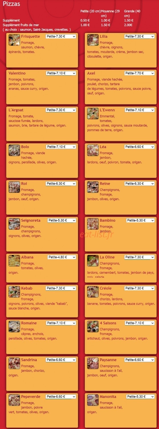 Lucky Pizza — carte page 1
