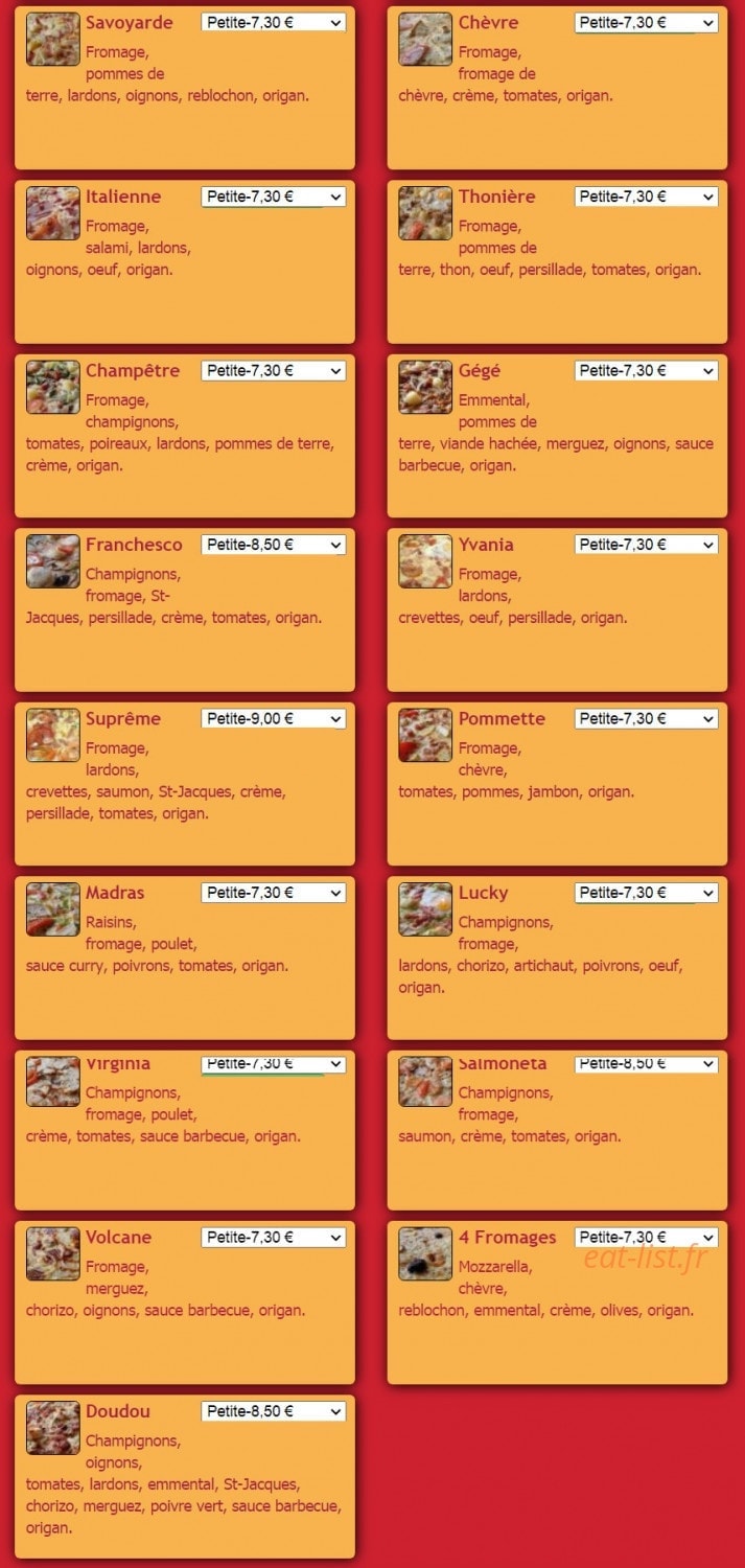 Lucky Pizza — carte page 2