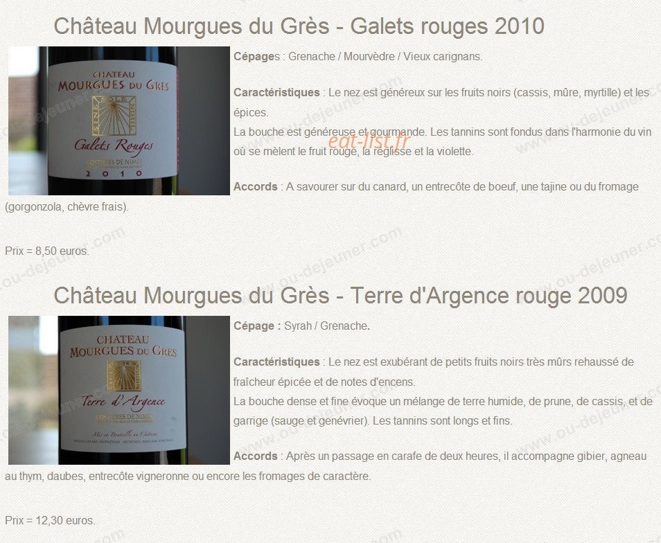 Petits Plats et Gourmandises — carte page 13