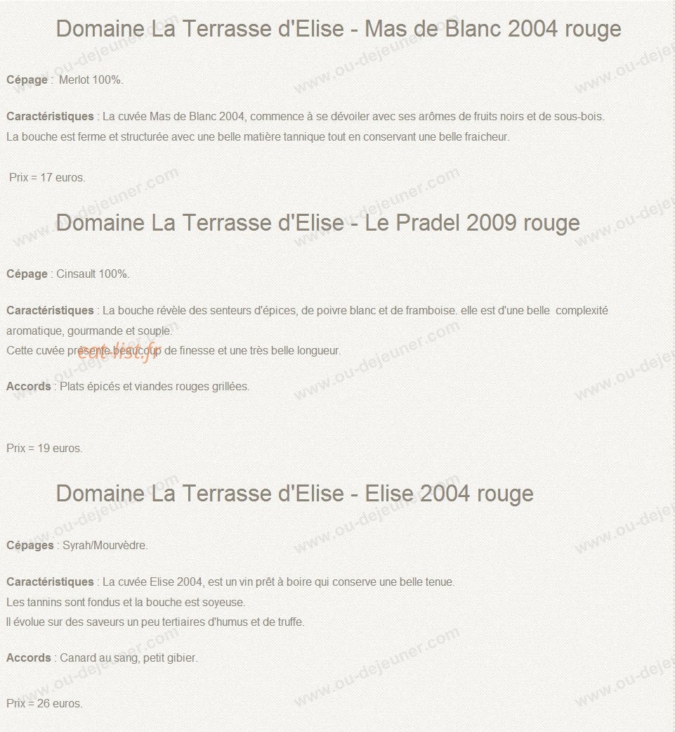 Petits Plats et Gourmandises — carte page 11