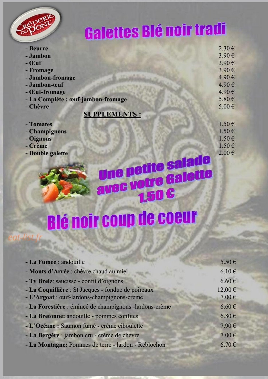 Crêperie du Pont — carte page 1