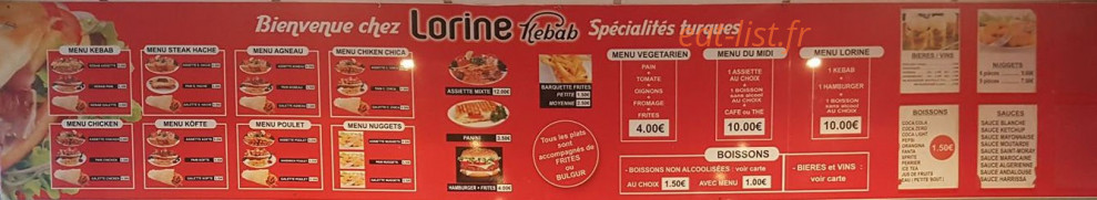 Lorine Kebab — carte page 1