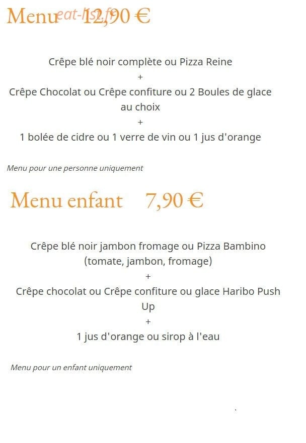 La creperie de kerurus — carte page 1