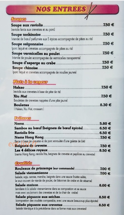 Aux Baguettes d'Or — carte page 1