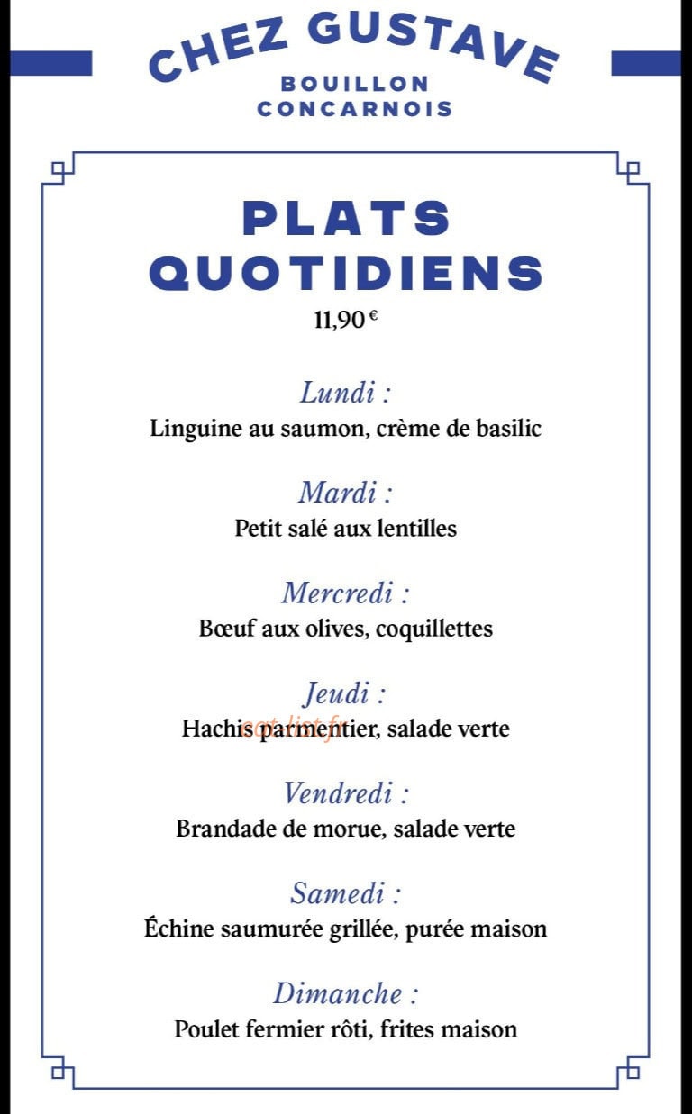 Chez Gustave — carte page 1