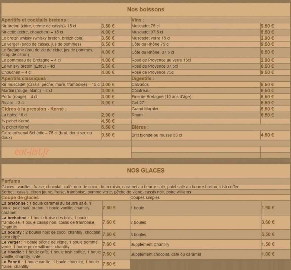 Crêperie le Pennti — carte page 3