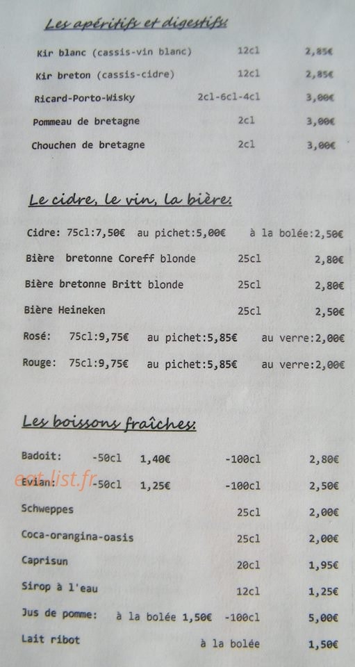 La crêperie la concarne — carte page 5