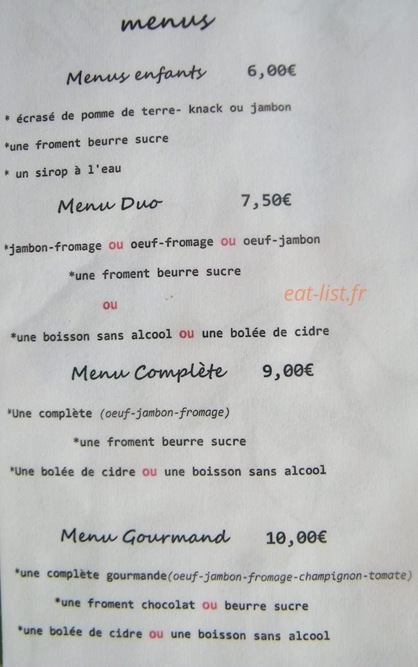 La crêperie la concarne — carte page 3