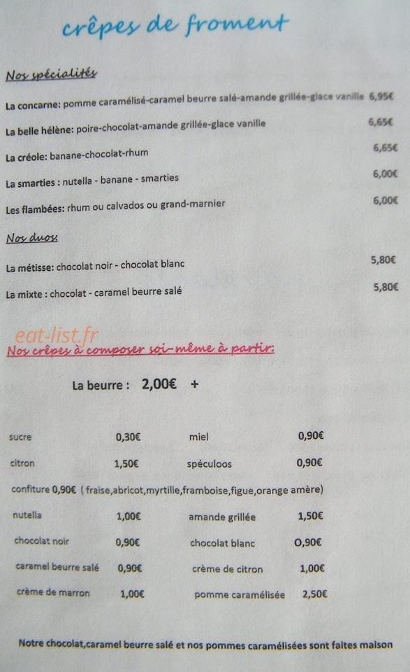 La crêperie la concarne — carte page 4