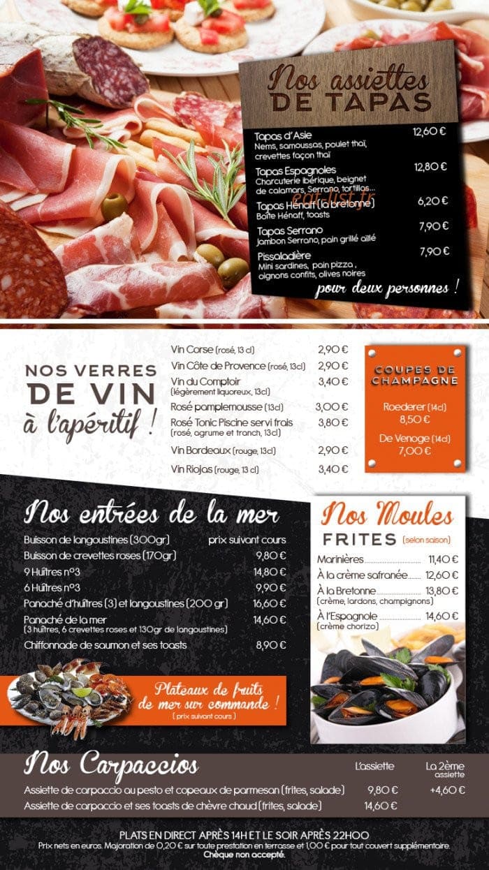 Le Comptoir — carte page 1