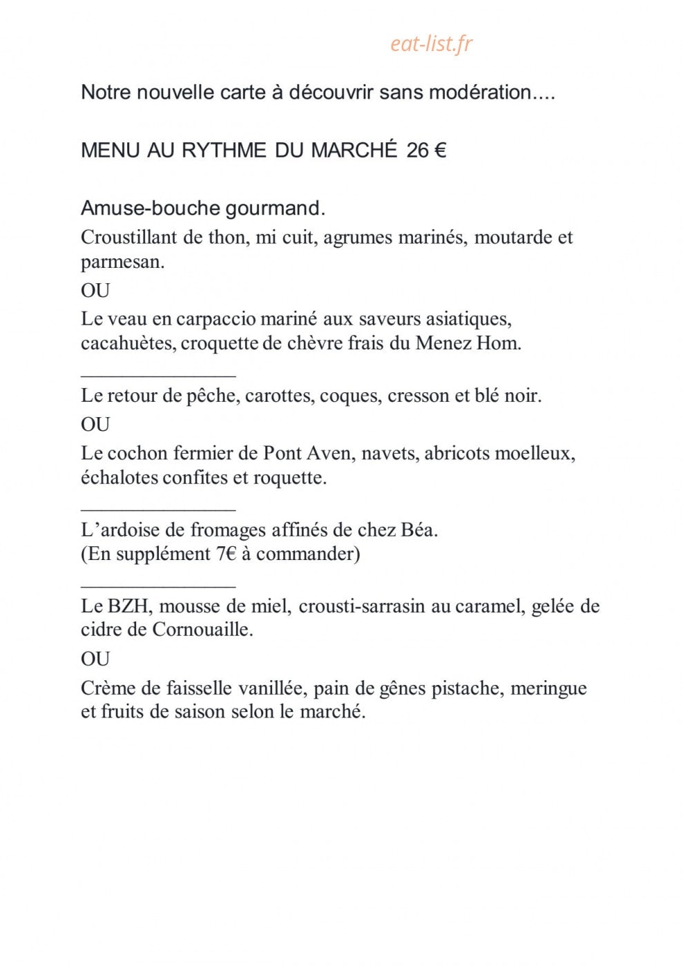 Le Flaveur — carte page 1