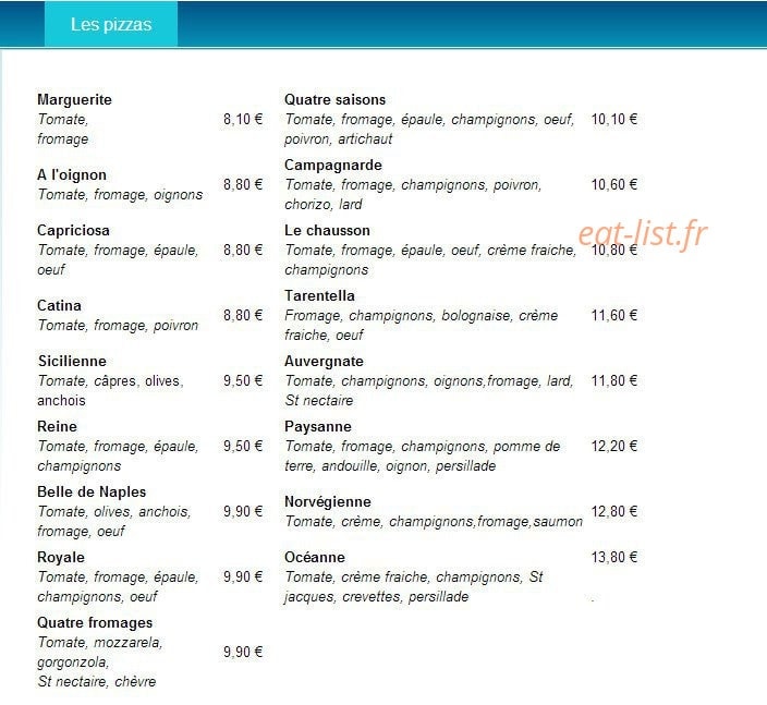 Le p'tit resto — carte page 1