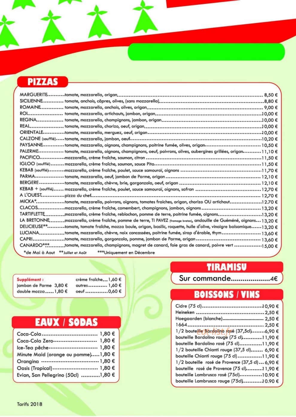 Pizz'a l'Ouest — carte page 2