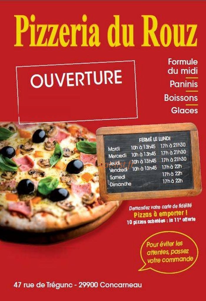 Pizzeria du Rouz — carte page 1