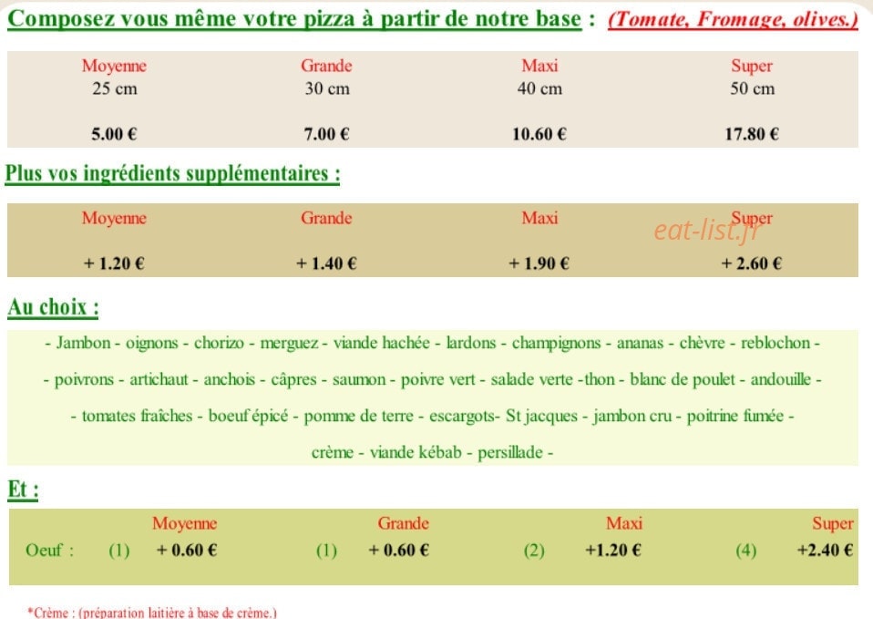 Presto Pizz — carte page 2