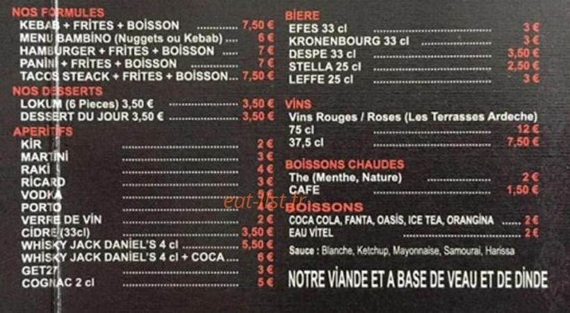 Chez Cetin Tacos — carte page 3
