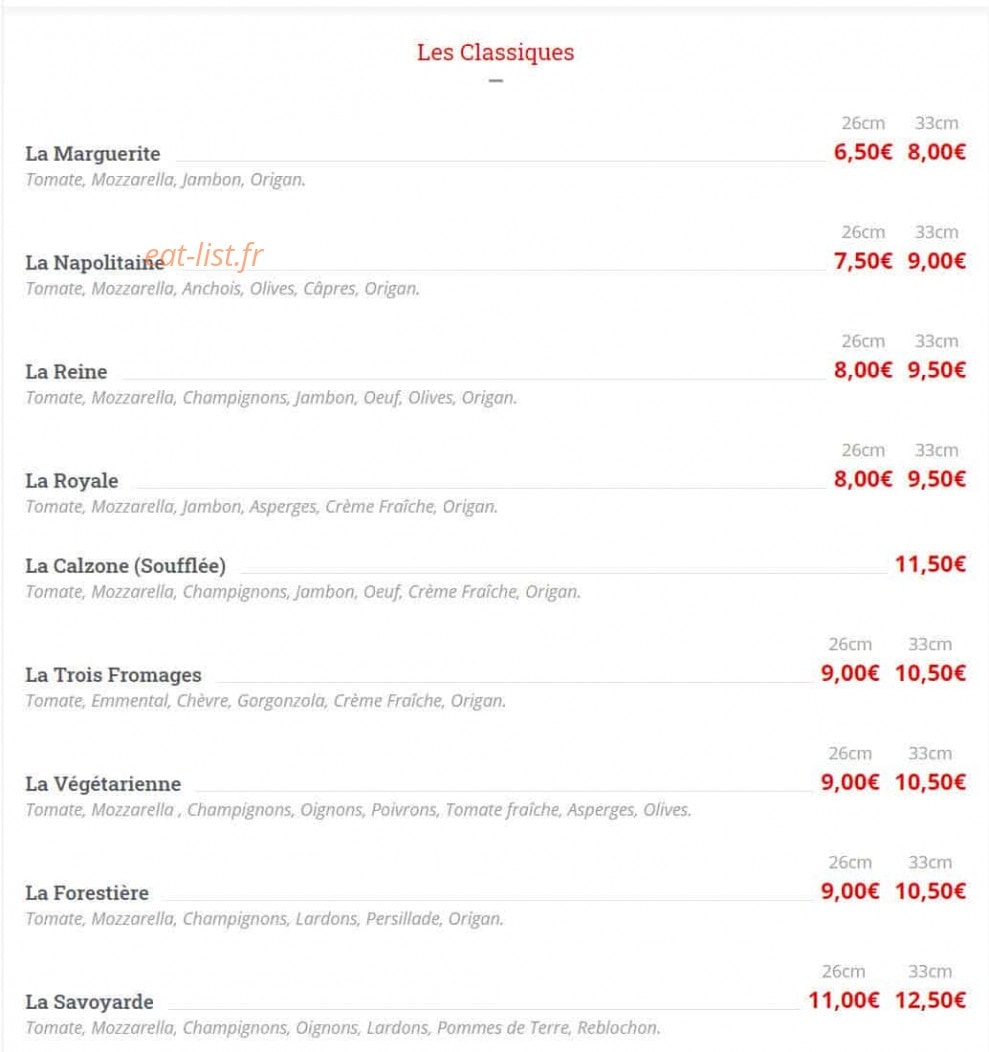 Breizh Pizza — carte page 1