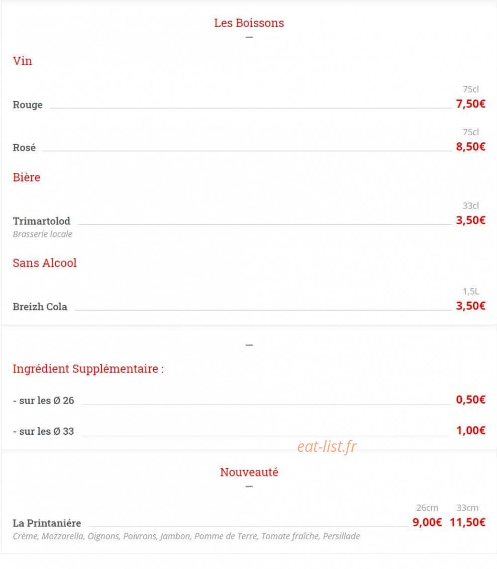 Breizh Pizza — carte page 4