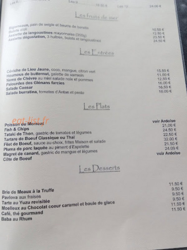 Café de la plage — carte page 1