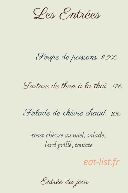 Chez Yvonne — carte page 1