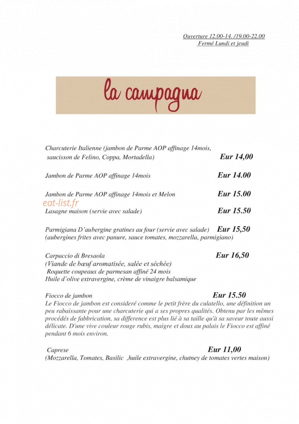 La Campagna — carte page 3