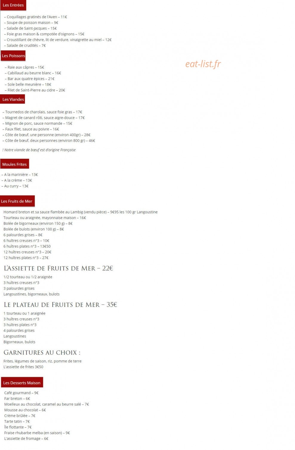 Les Mimosas — carte page 2