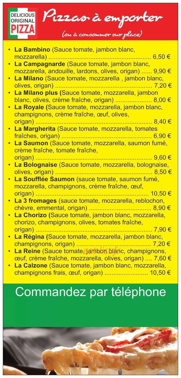 Carte et menu de aux cerisiers à La Foret Fouesnant — Pizzas a emporter