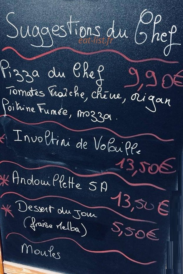 Carte et menu de La Yole à La Foret Fouesnant — Exemple de menu