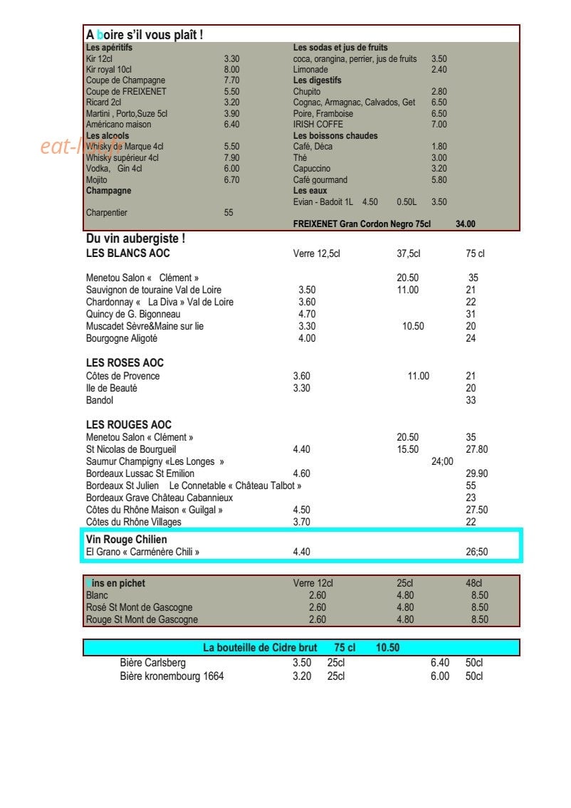 Café Foutu — carte page 6