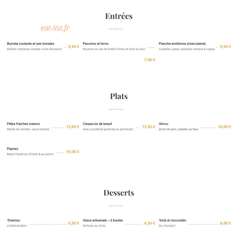 Carte et menu de L'Arianna à Clohars Fouesnant — Le menu