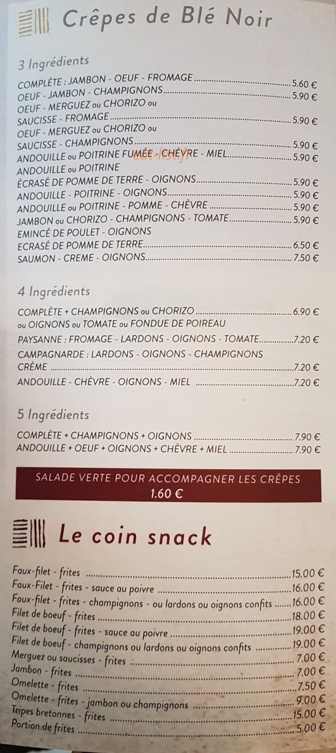 Crêperie Ster Odet — carte page 3