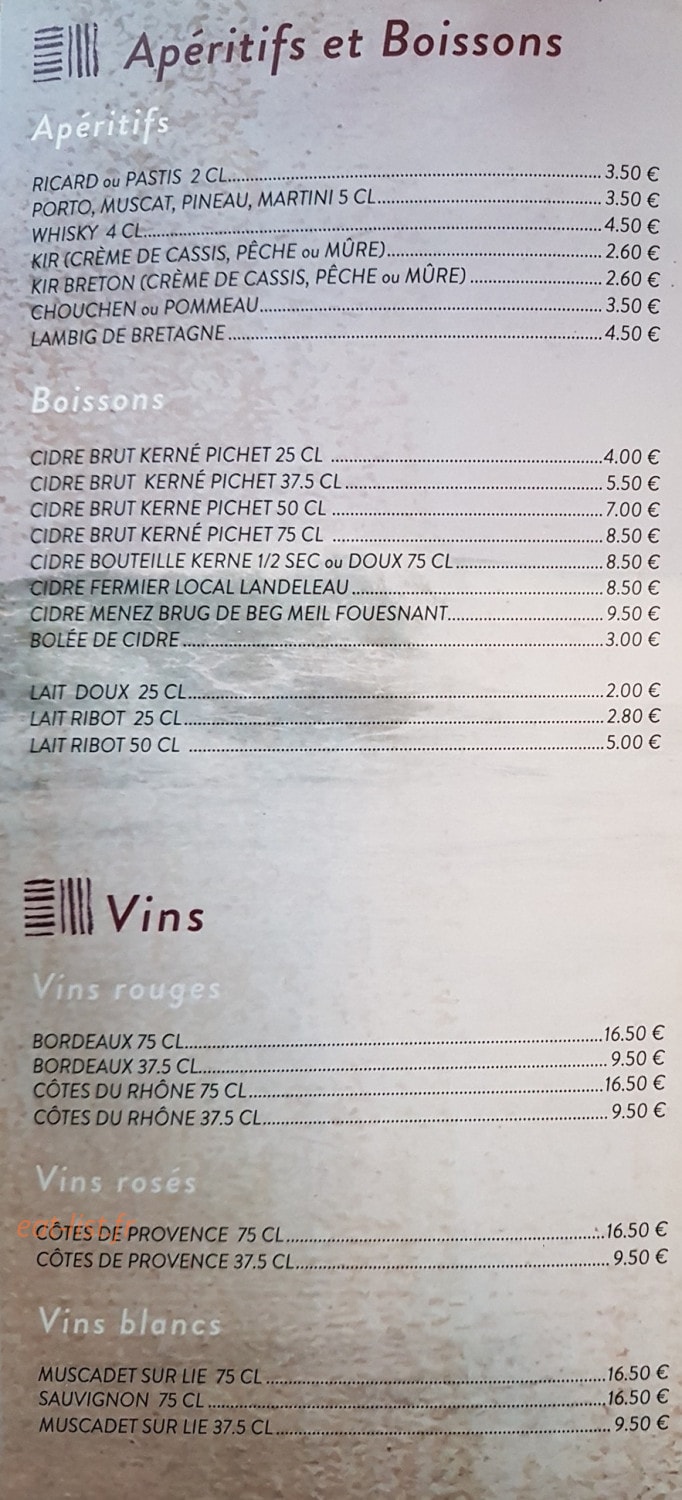 Crêperie Ster Odet — carte page 5