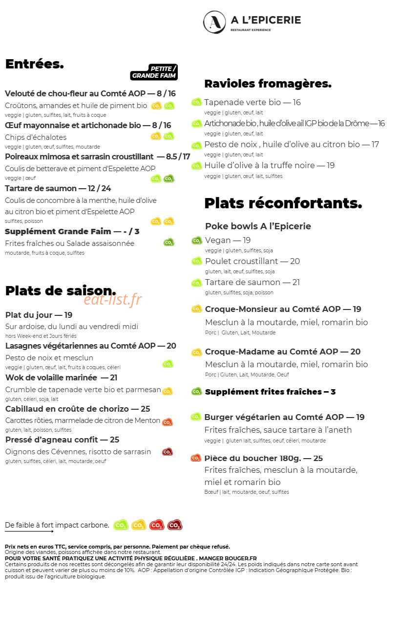 A l'Epicerie — carte page 3
