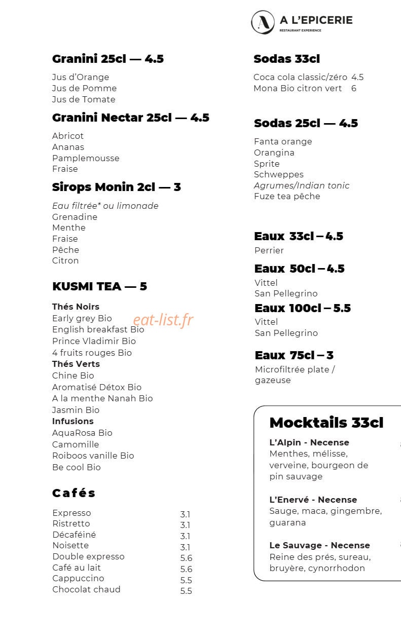 A l'Epicerie — carte page 8