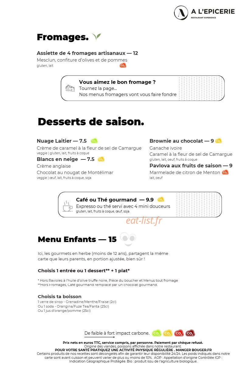 A l'Epicerie — carte page 4