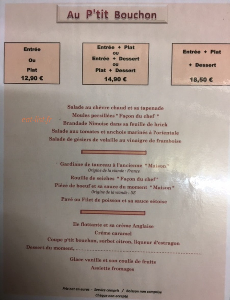 Au P'tit Bouchon — carte page 2