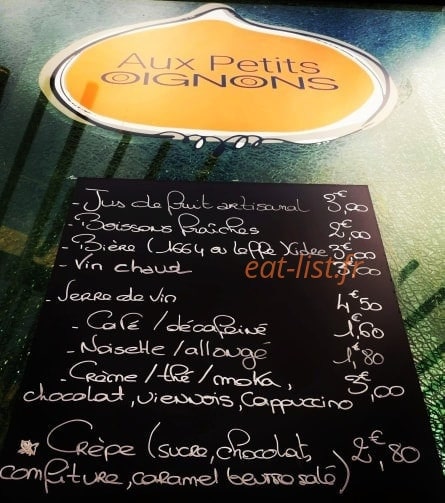 Aux Petits Oignons — carte page 1