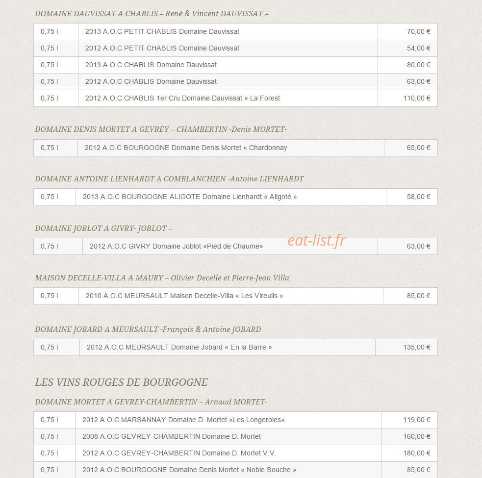 Aux Plaisirs Des Halles — carte page 16