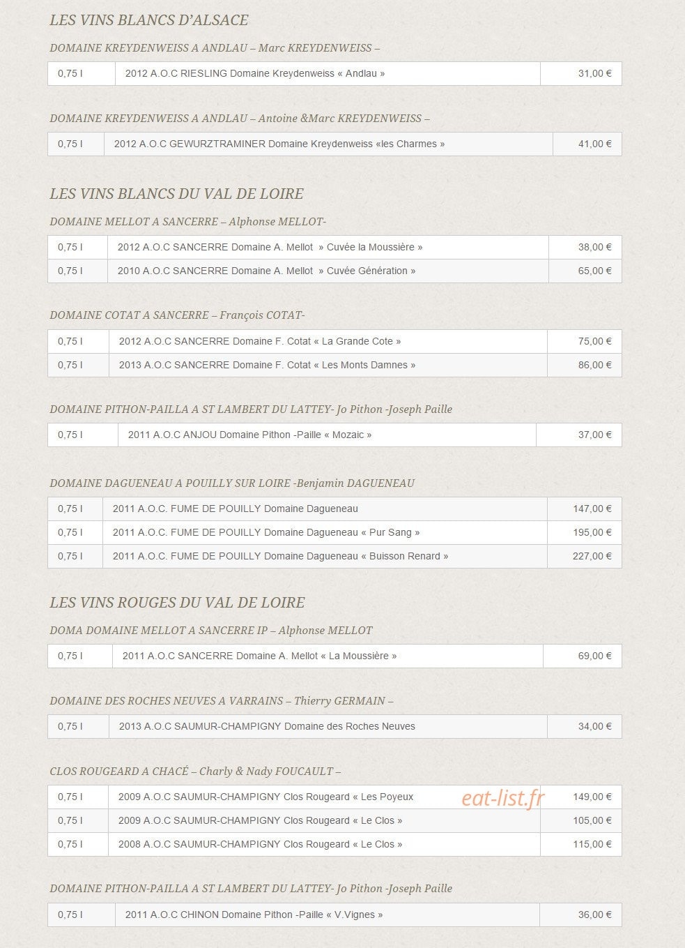 Aux Plaisirs Des Halles — carte page 18