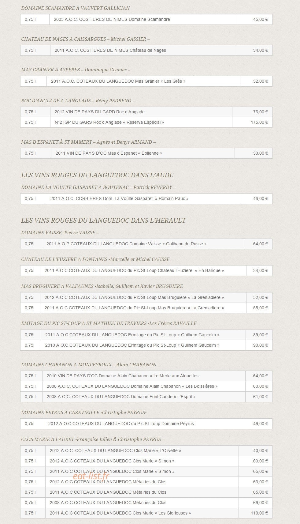 Aux Plaisirs Des Halles — carte page 10