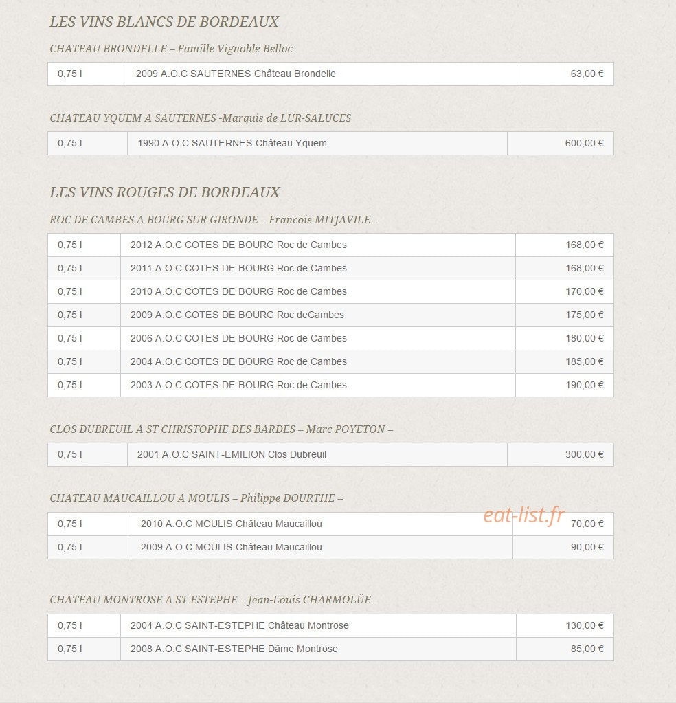 Aux Plaisirs Des Halles — carte page 19