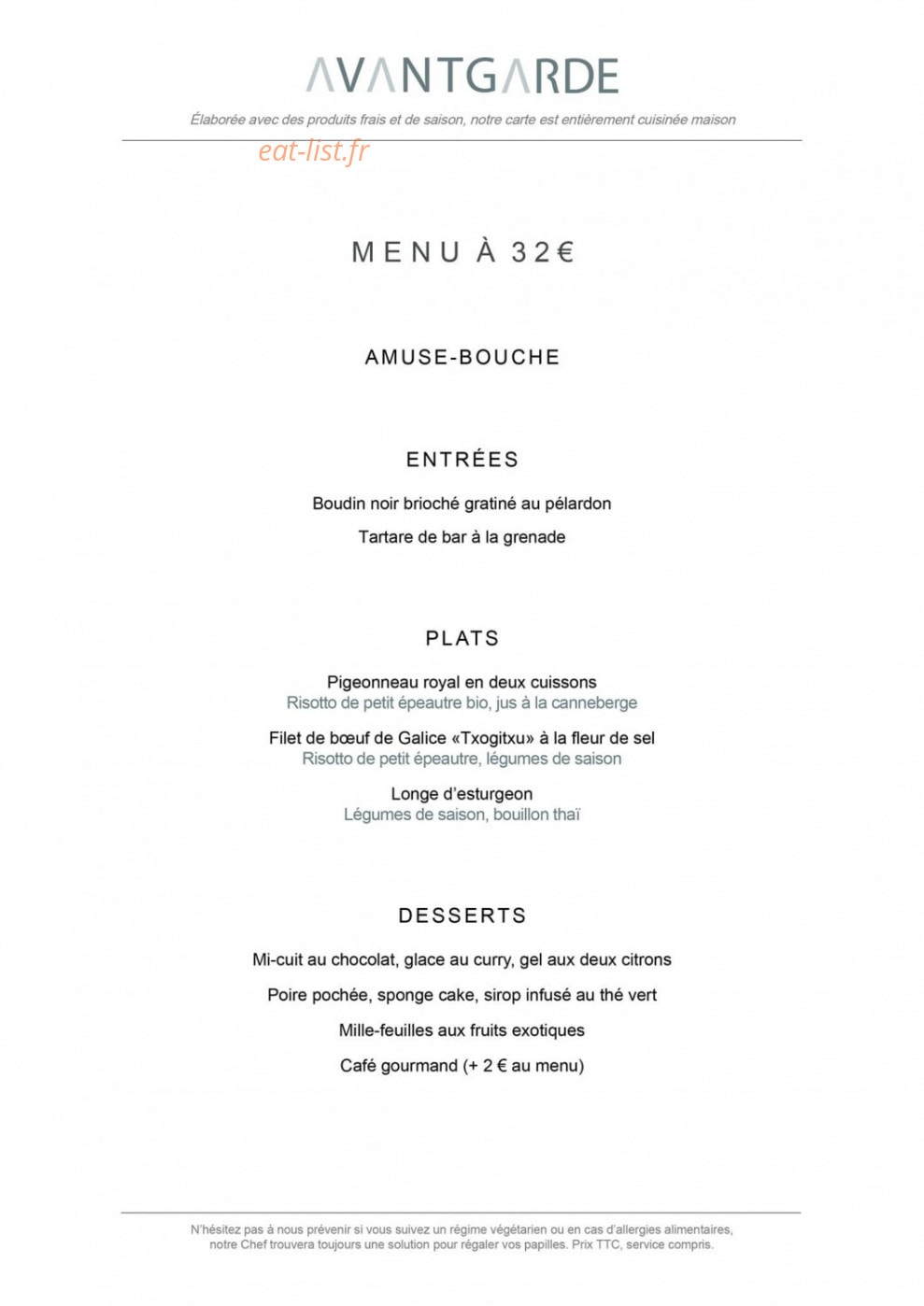 Avant Garde — carte page 3