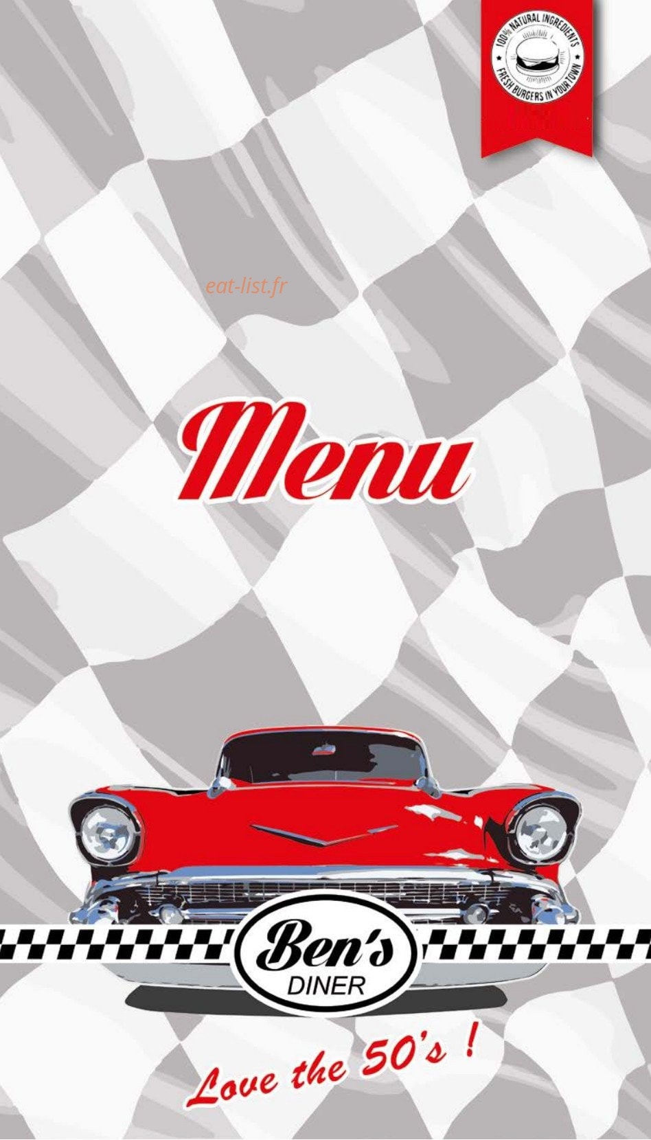 Ben's Diner — carte page 1