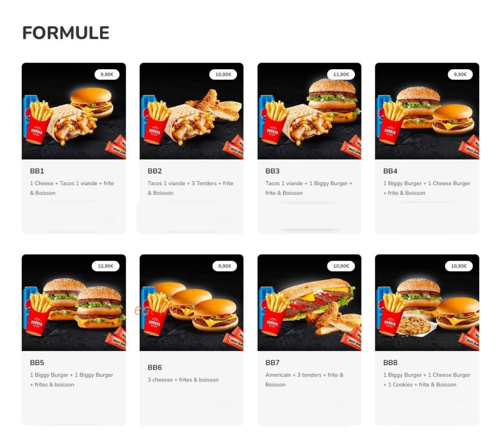 Biggy Burger — carte page 2