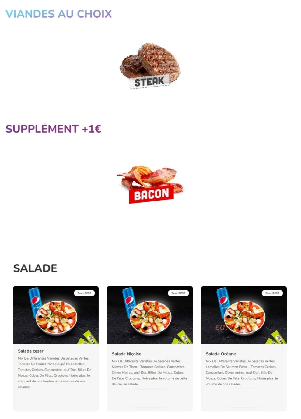 Biggy Burger — carte page 7