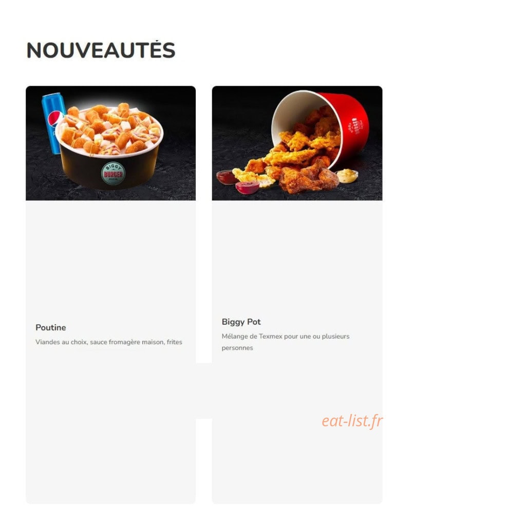 Biggy Burger — carte page 1