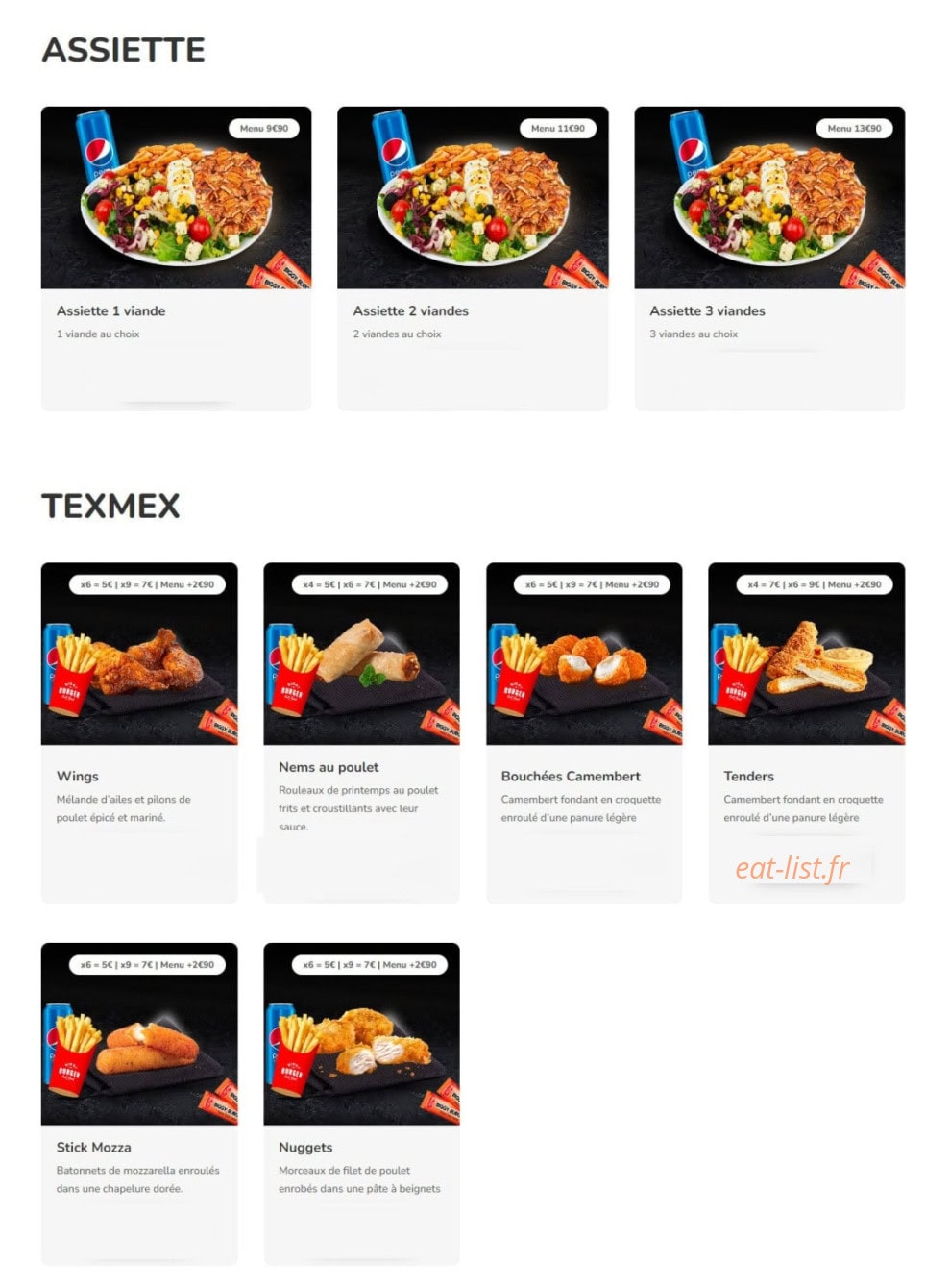 Biggy Burger — carte page 6