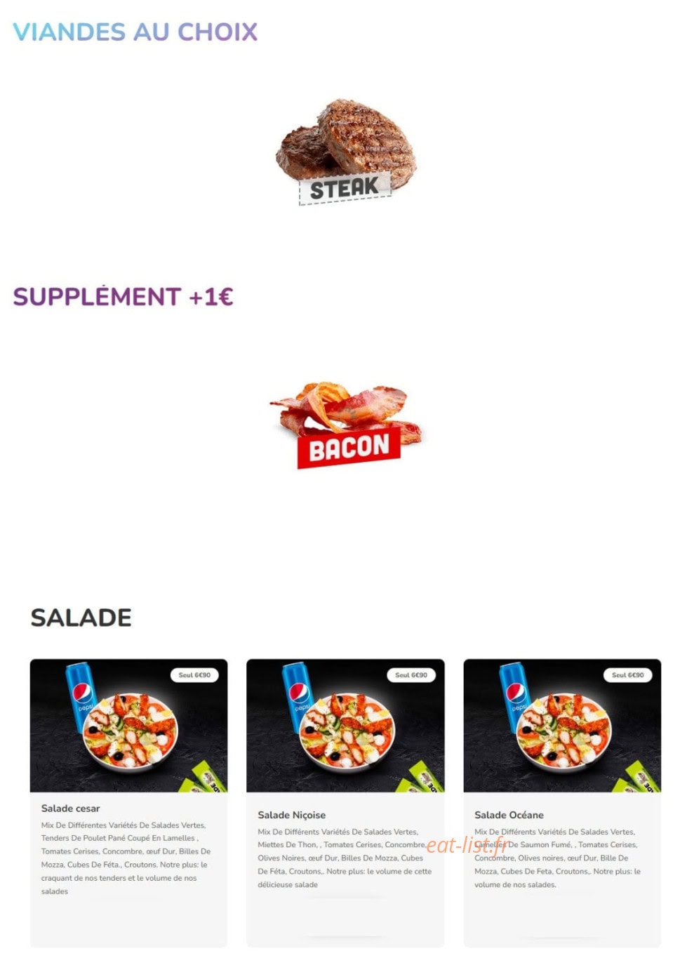 Biggy Burger — carte page 7